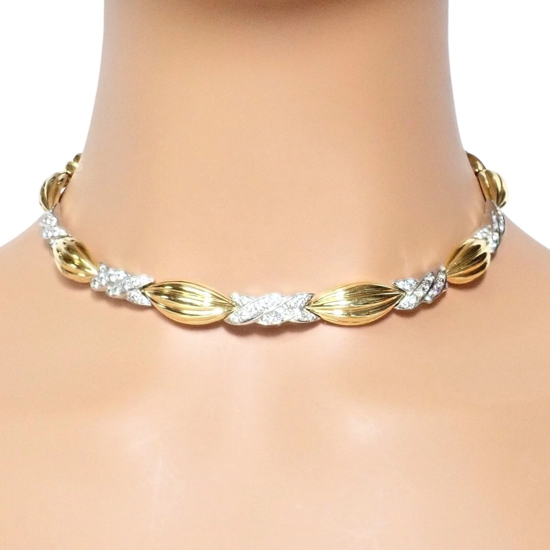 Authentic! Tiffany & Co 18k Yellow + White Gold 4ct Diamond Candy Necklace - 11
