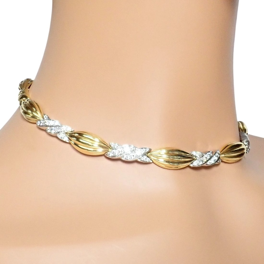 Authentic! Tiffany & Co 18k Yellow + White Gold 4ct Diamond Candy Necklace - 2