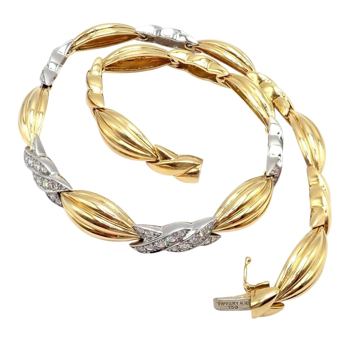 Authentic! Tiffany & Co 18k Yellow + White Gold 4ct Diamond Candy Necklace - 6
