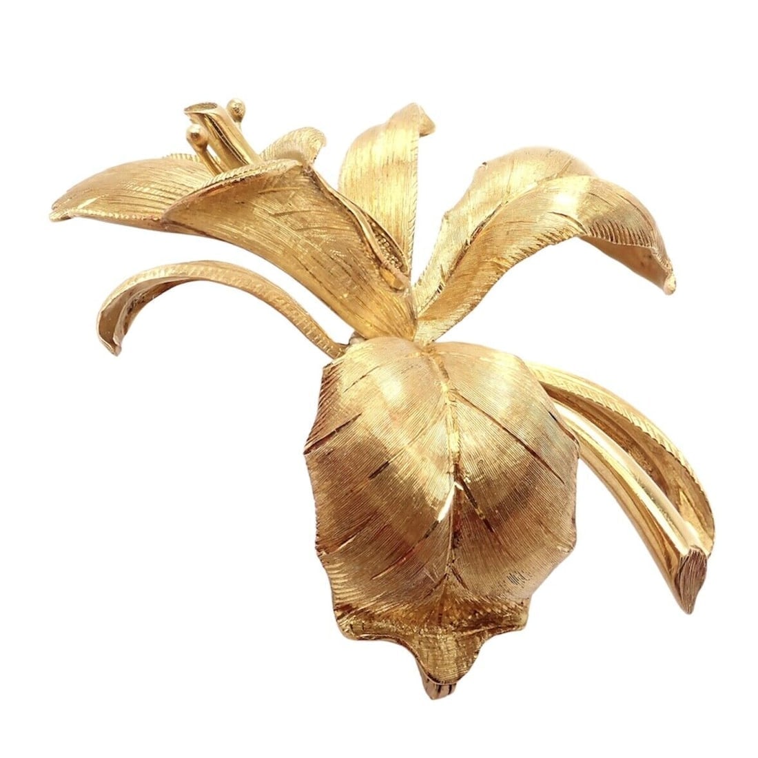Vintage Tiffany & Co 18k Yellow Gold Large Orchid Calla Lily Pin Brooch 1950s - 11