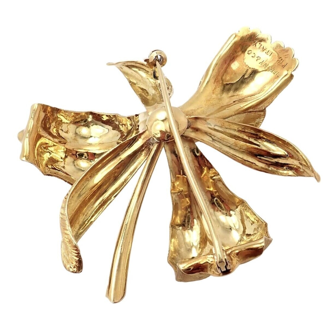Vintage Tiffany & Co 18k Yellow Gold Large Orchid Calla Lily Pin Brooch 1950s - 5