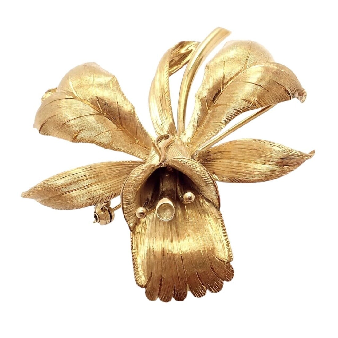 Vintage Tiffany & Co 18k Yellow Gold Large Orchid Calla Lily Pin Brooch 1950s - 7