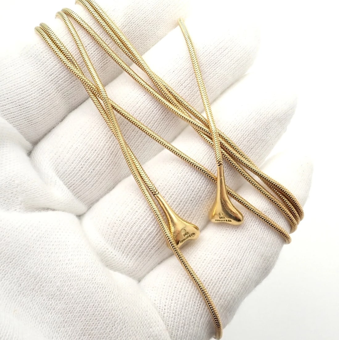 Authentic! Vintage Tiffany & Co 18k Yellow Gold 51" Extra Long Ginkgo Necklace - 4