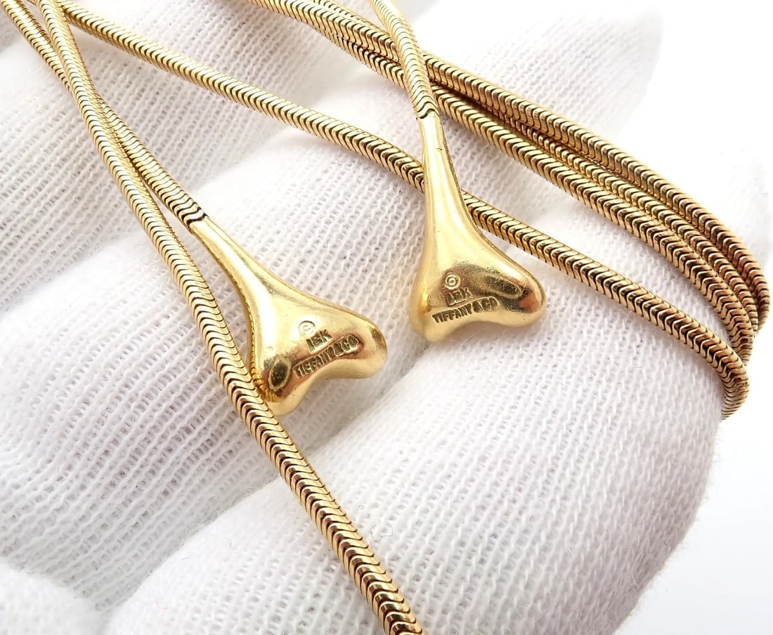 Authentic! Vintage Tiffany & Co 18k Yellow Gold 51" Extra Long Ginkgo Necklace - 5