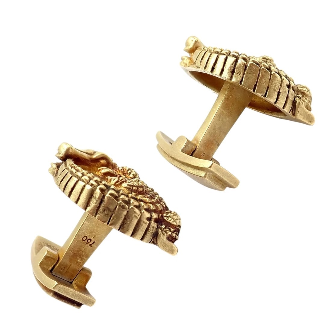 Rare! Vintage Kieselstein Cord 18k Yellow Gold Coiled Alligator Cufflinks 1980 - 10