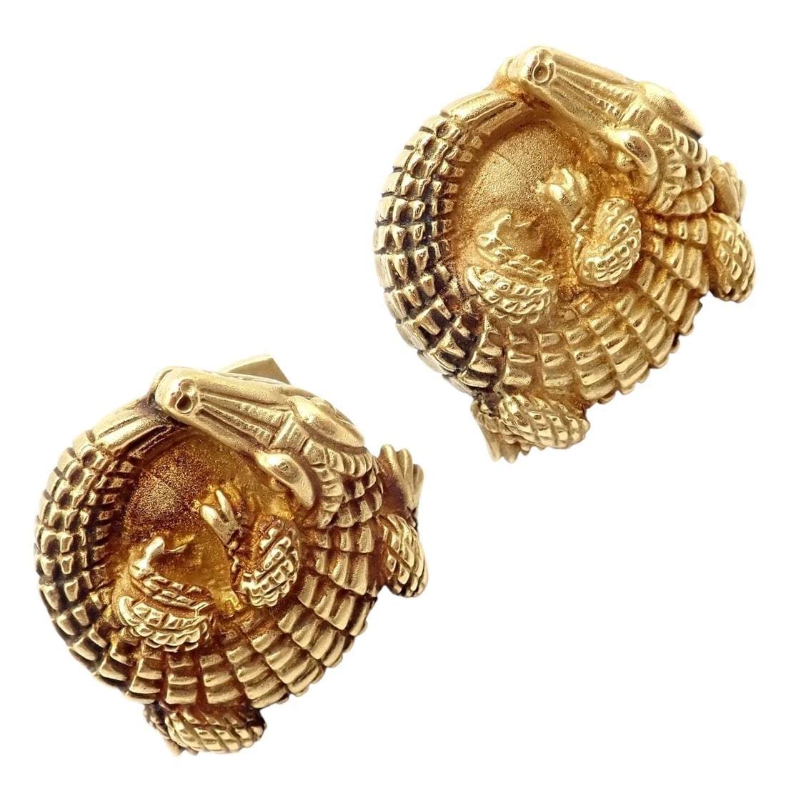 Rare! Vintage Kieselstein Cord 18k Yellow Gold Coiled Alligator Cufflinks 1980 - 11