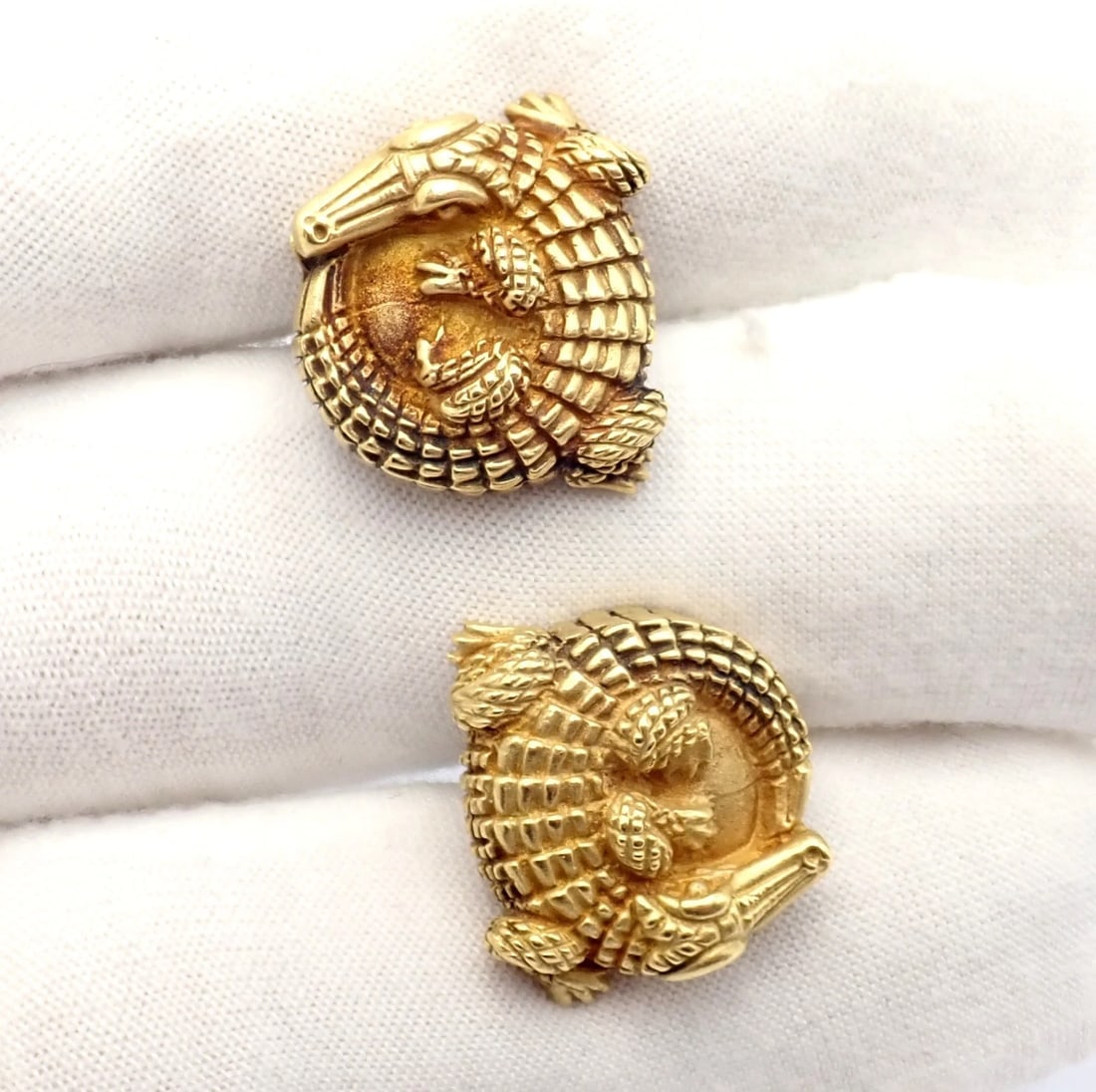 Rare! Vintage Kieselstein Cord 18k Yellow Gold Coiled Alligator Cufflinks 1980 - 6