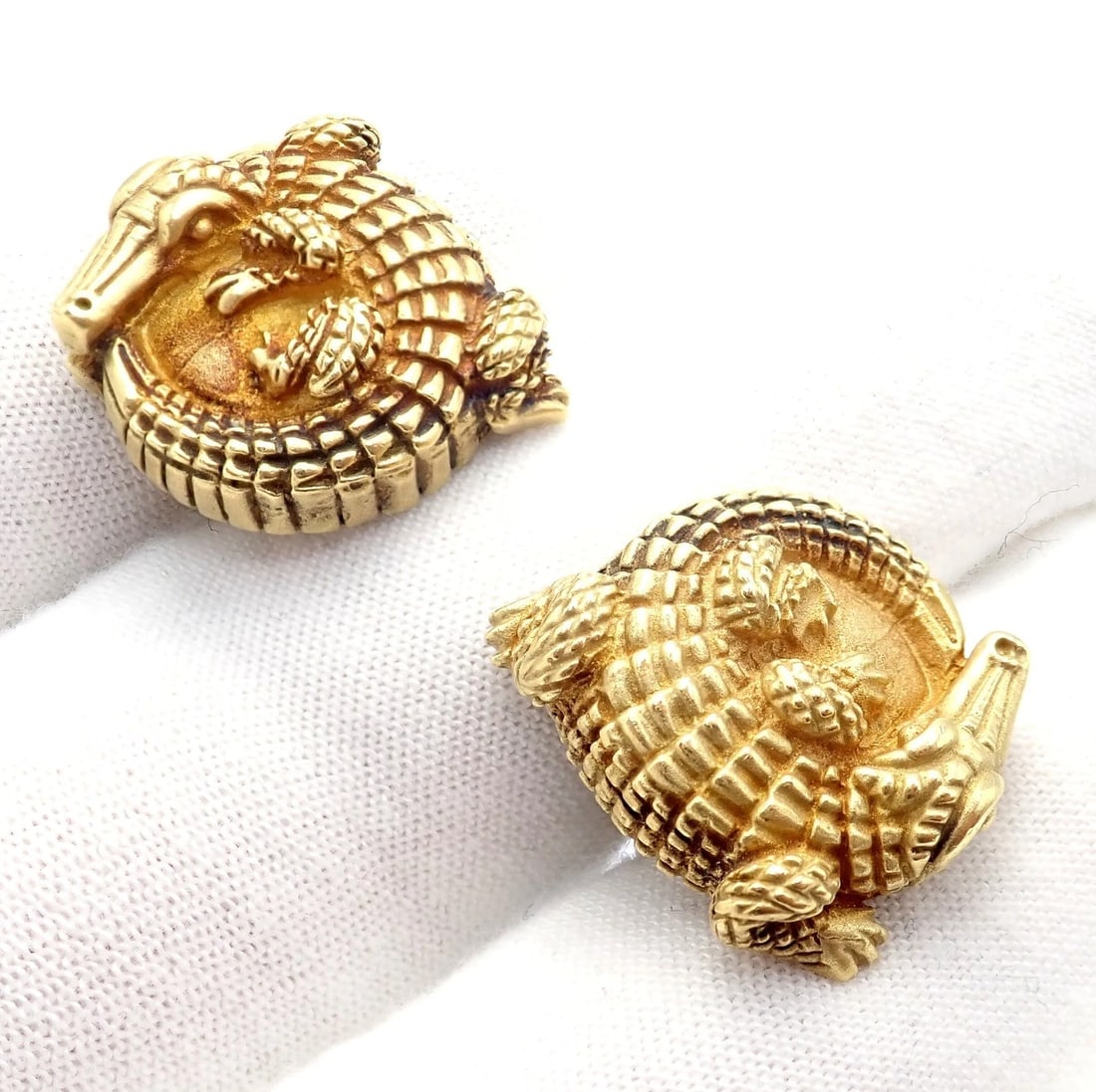 Rare! Vintage Kieselstein Cord 18k Yellow Gold Coiled Alligator Cufflinks 1980 - 7
