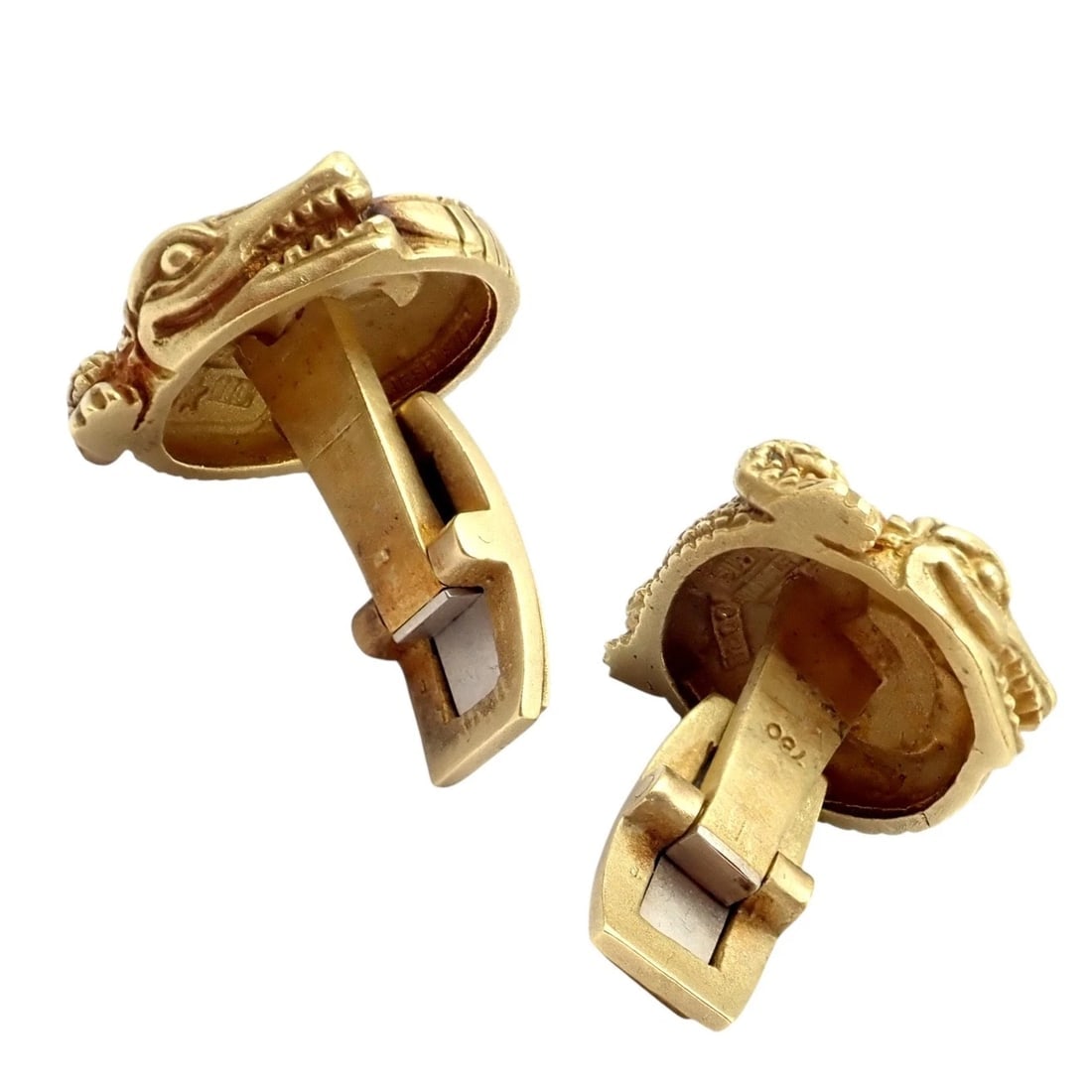 Rare! Vintage Kieselstein Cord 18k Yellow Gold Coiled Alligator Cufflinks 1980 - 8