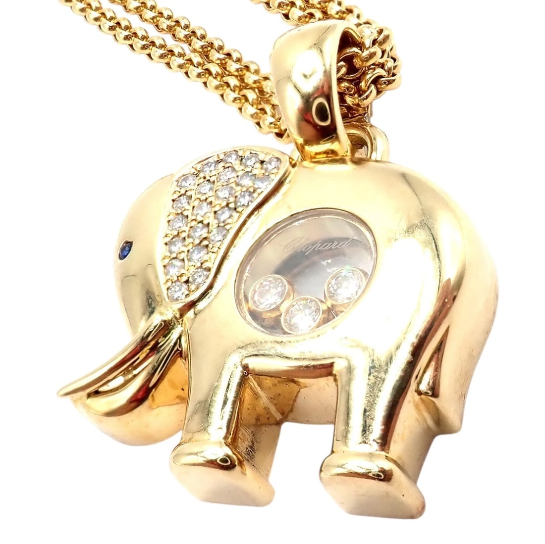 Authentic! Chopard 18k Yellow Gold Large Happy Elephant Pendant Necklace - 5