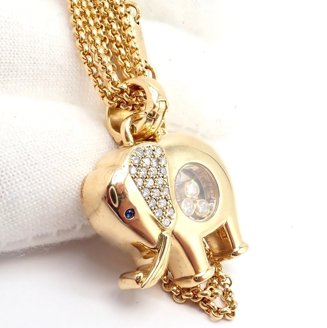 Authentic! Chopard 18k Yellow Gold Large Happy Elephant Pendant Necklace - 6