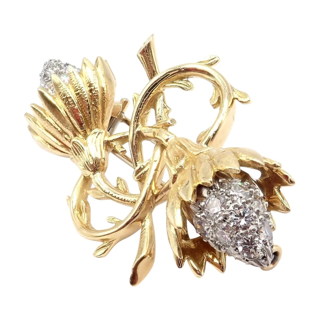 Authentic! Tiffany & Co Schlumberger 18k Yellow Gold Platinum Diamond Pin Brooch - 5