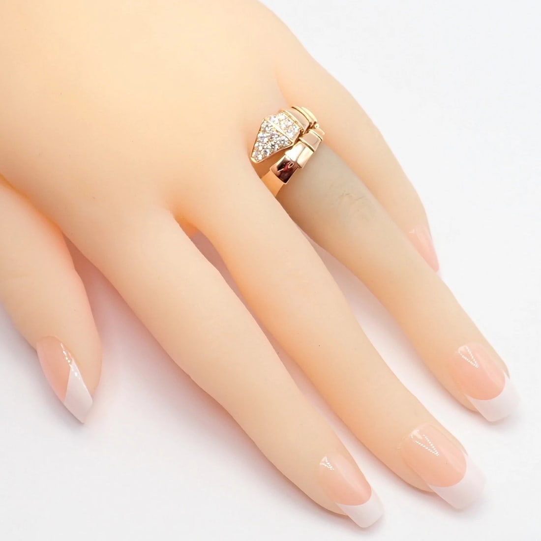 Authentic! Bulgari Bvlgari Serpenti Viper 18k Rose Gold Diamond Large Ring - 4