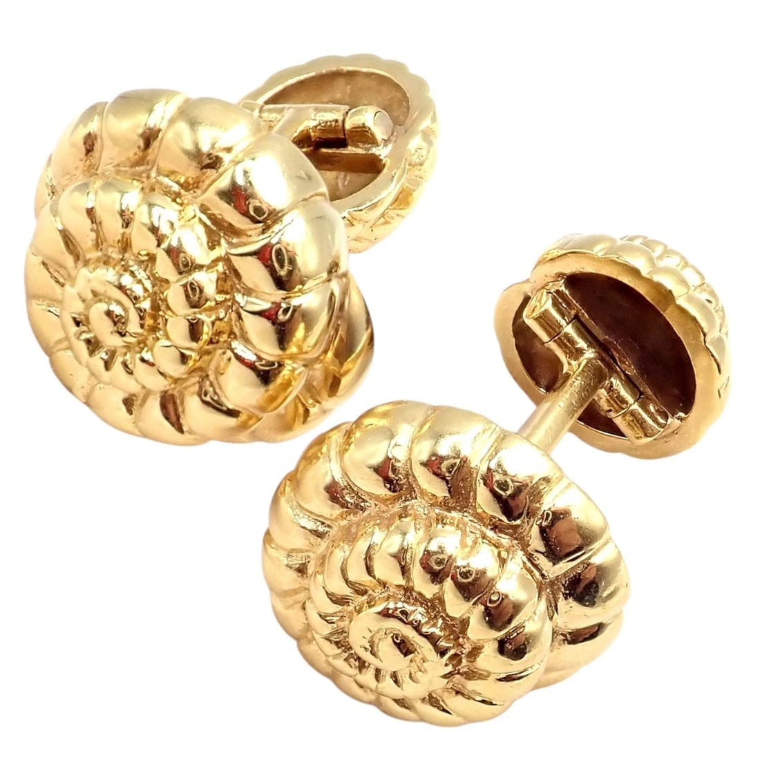 Rare! David Webb 18k Yellow Gold Nautilus Shell Classic Cufflinks - 10