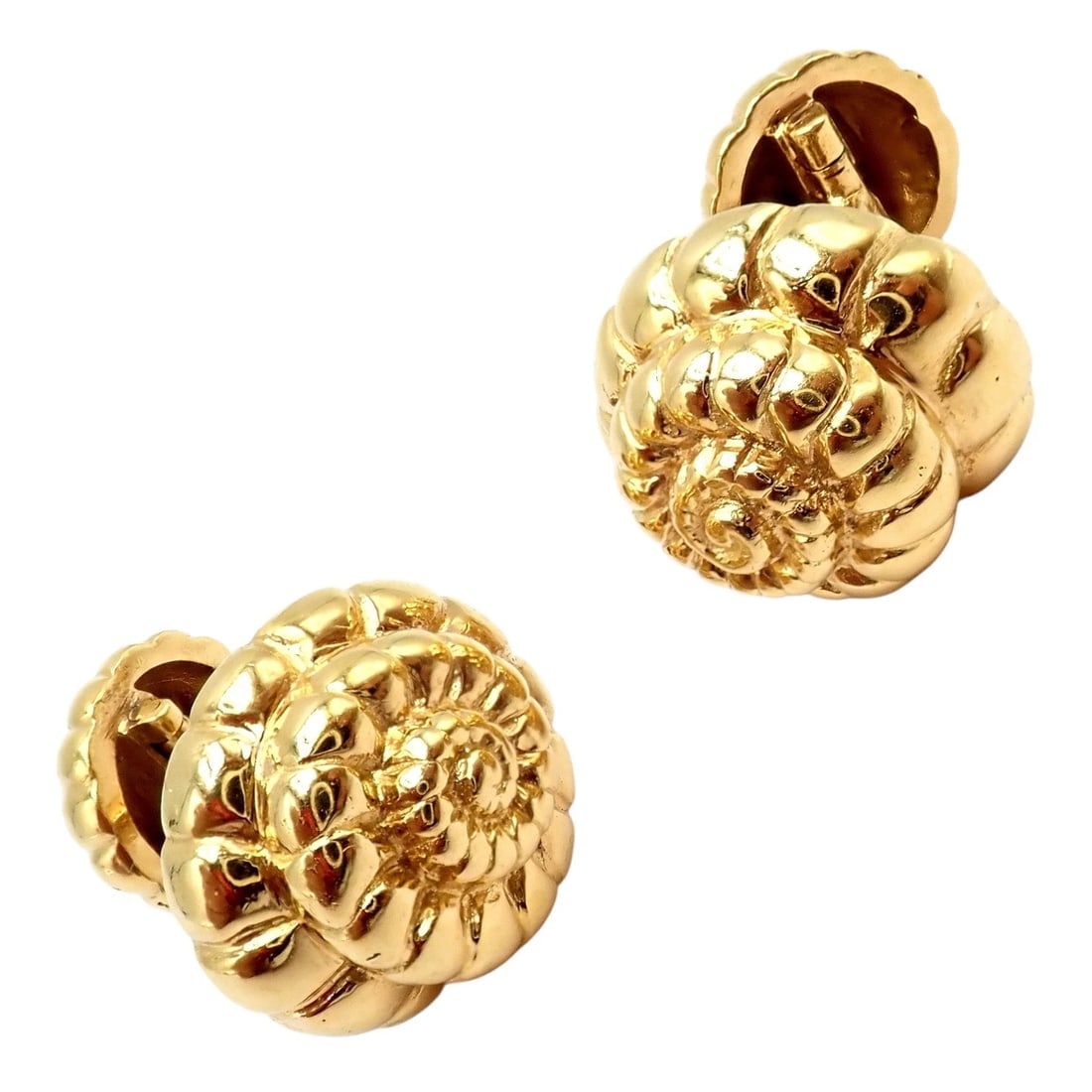 Rare! David Webb 18k Yellow Gold Nautilus Shell Classic Cufflinks - 11