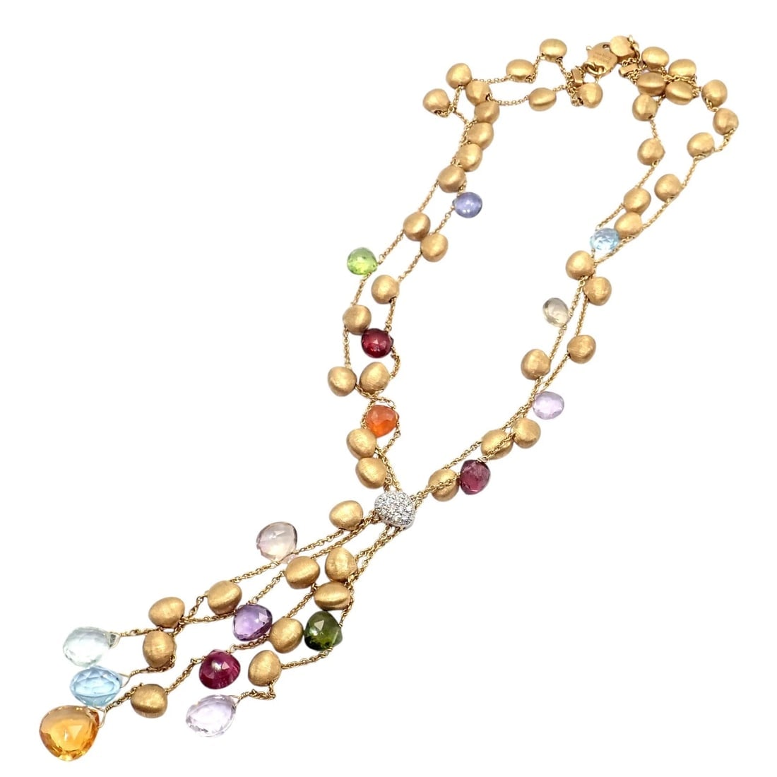 Authentic! Marco Bicego 18k Yellow Gold Paradise Gemstone Diamond Necklace - 5