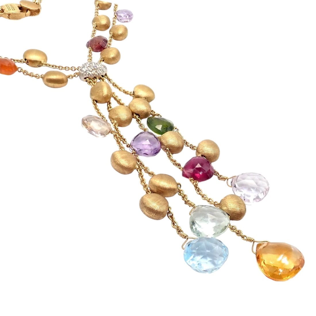 Authentic! Marco Bicego 18k Yellow Gold Paradise Gemstone Diamond Necklace - 6