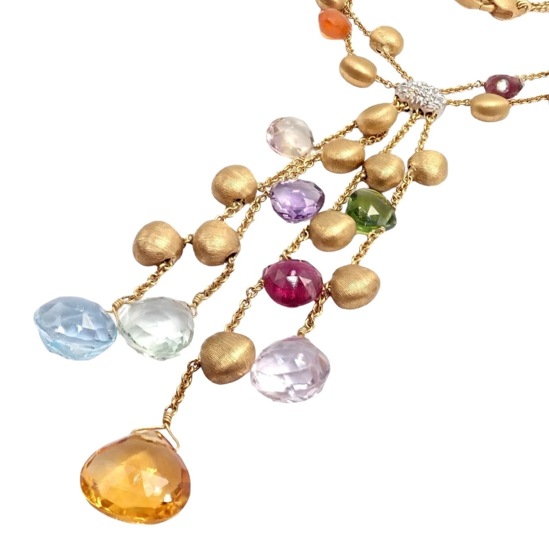 Authentic! Marco Bicego 18k Yellow Gold Paradise Gemstone Diamond Necklace - 7