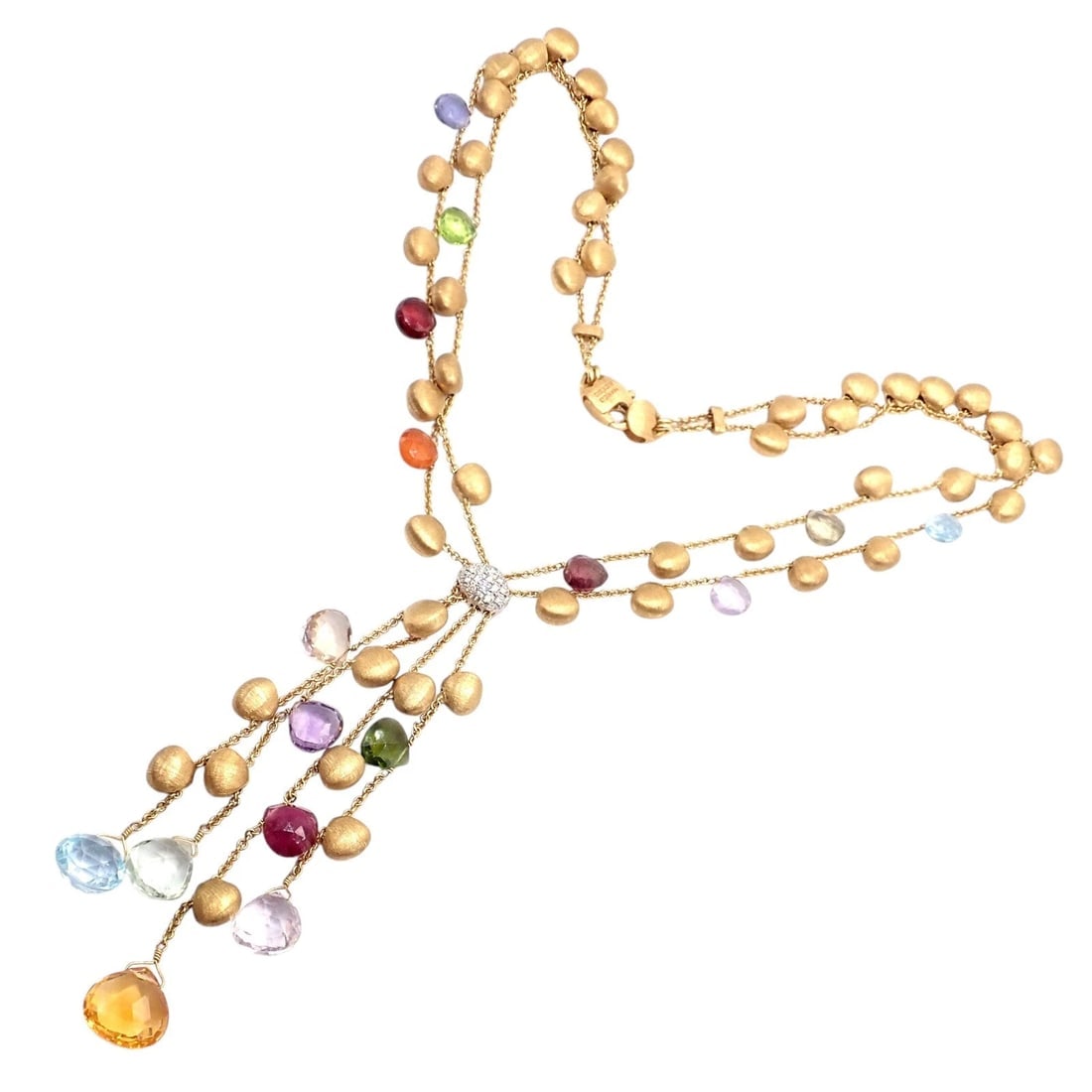 Authentic! Marco Bicego 18k Yellow Gold Paradise Gemstone Diamond Necklace - 8