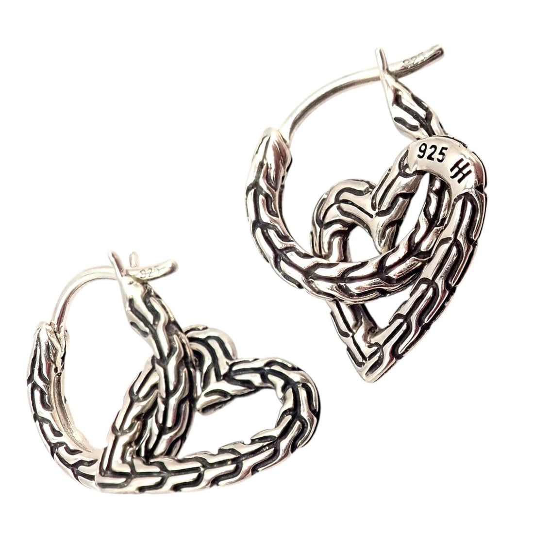 Authentic! John Hardy JH Silver Manah Heart Earrings - 3
