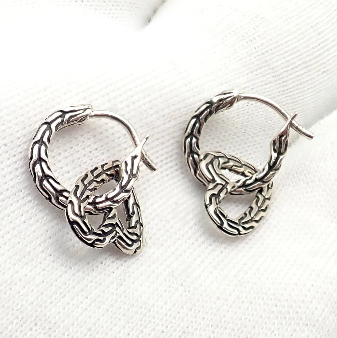 Authentic! John Hardy JH Silver Manah Heart Earrings - 4