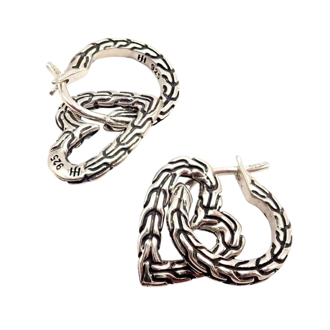 Authentic! John Hardy JH Silver Manah Heart Earrings - 6