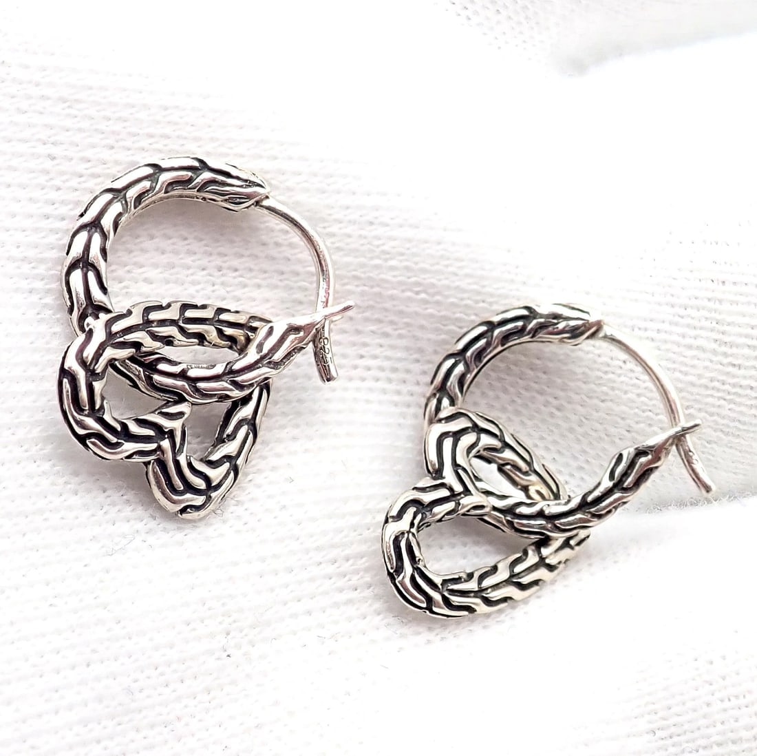 Authentic! John Hardy JH Silver Manah Heart Earrings - 8