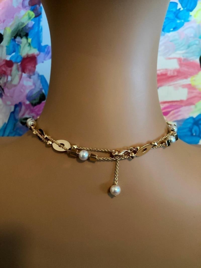 Authentic! Bulgari Bvlgari Lucea 18k Yellow Gold 34" 7mm Pearl Necklace - 5