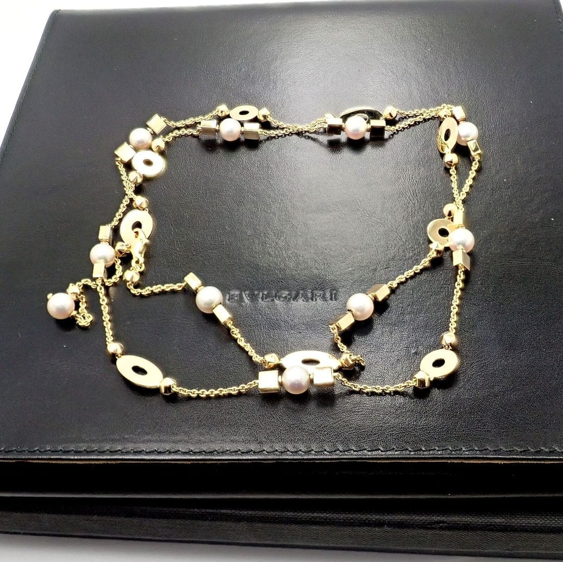 Authentic! Bulgari Bvlgari Lucea 18k Yellow Gold 34" 7mm Pearl Necklace - 6