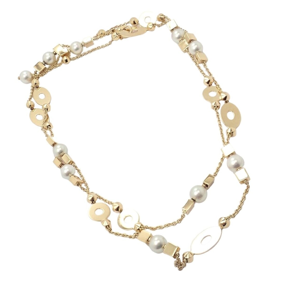 Authentic! Bulgari Bvlgari Lucea 18k Yellow Gold 34" 7mm Pearl Necklace - 8