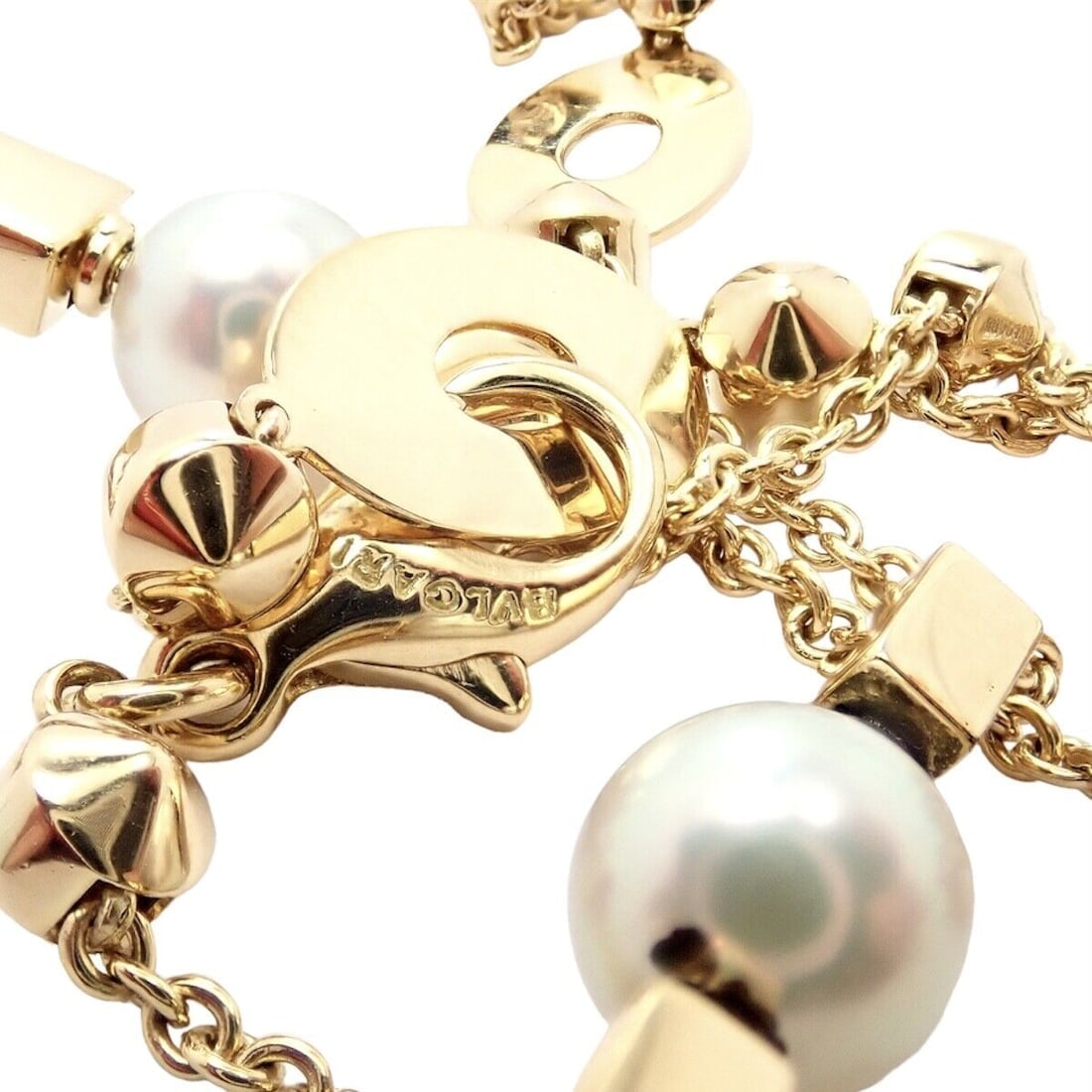 Authentic! Bulgari Bvlgari Lucea 18k Yellow Gold 34" 7mm Pearl Necklace - 9