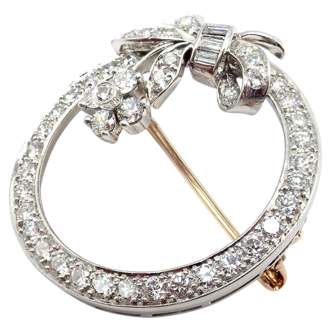 Rare! Authentic Tiffany & Co. Circle Platinum 2.1ct Diamond Pin Brooch 1920's - 10
