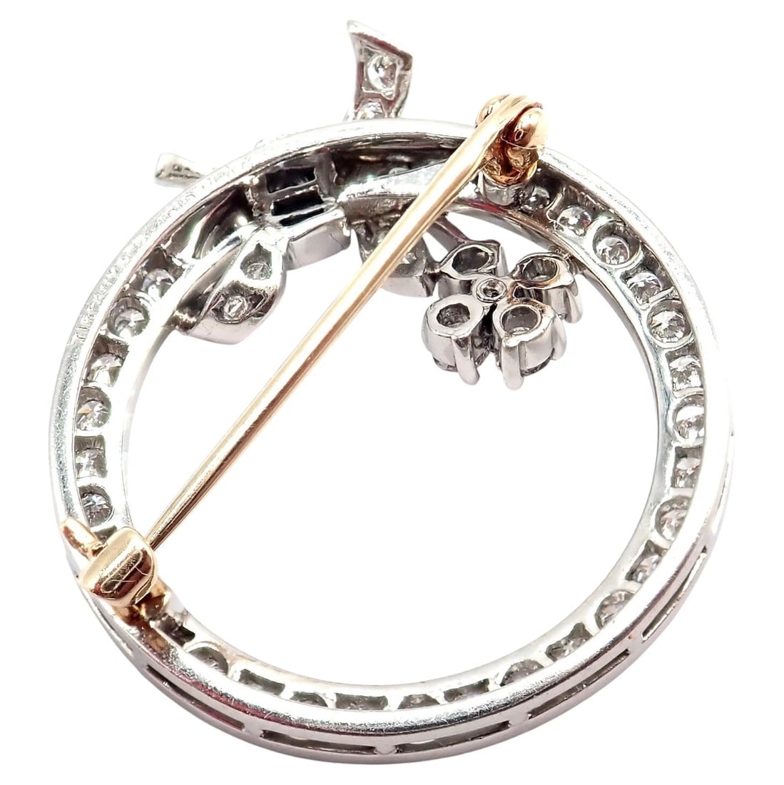 Rare! Authentic Tiffany & Co. Circle Platinum 2.1ct Diamond Pin Brooch 1920's - 6