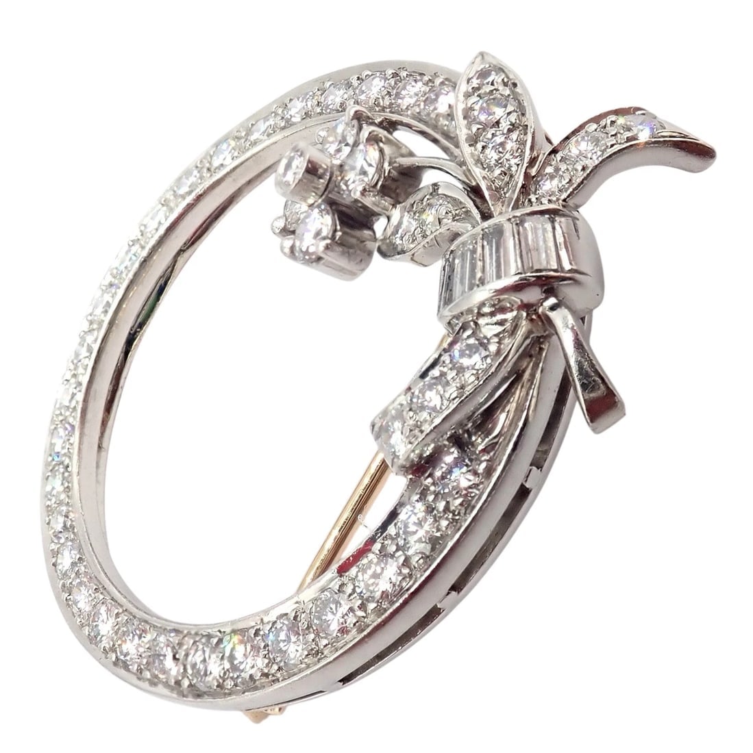Rare! Authentic Tiffany & Co. Circle Platinum 2.1ct Diamond Pin Brooch 1920's - 8