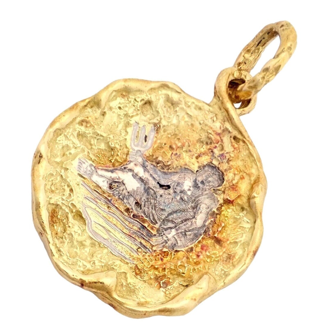 Rare! Vintage Chaumet Paris 18k Yellow Gold Zodiac Aquarius Pendant Medallion - 10