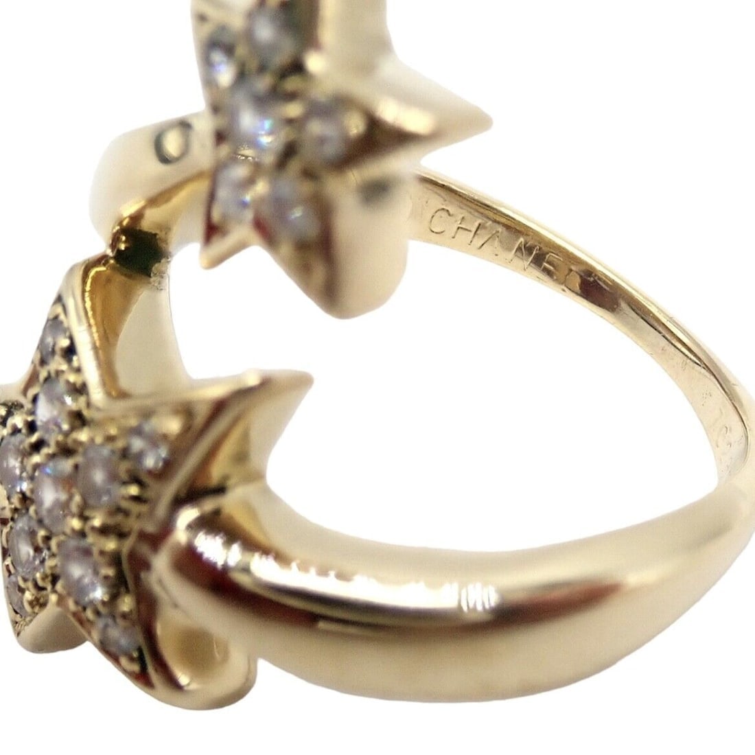 Chanel Comete 18k Yellow Gold Diamond Cocktail Stars Ring sz 6.5 - 10