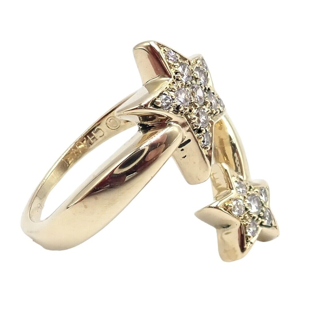 Chanel Comete 18k Yellow Gold Diamond Cocktail Stars Ring sz 6.5 - 11