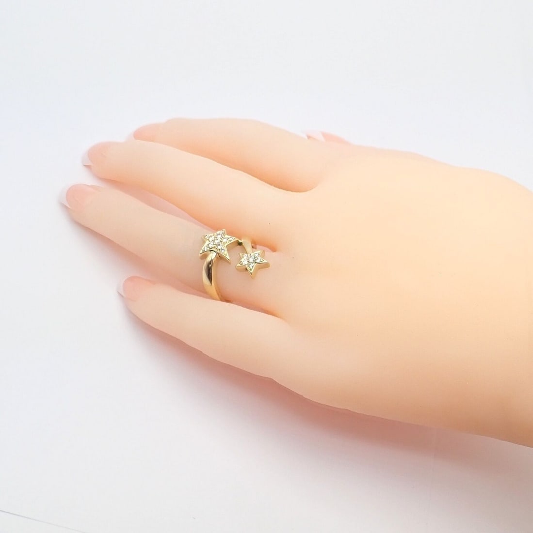 Chanel Comete 18k Yellow Gold Diamond Cocktail Stars Ring sz 6.5 - 7