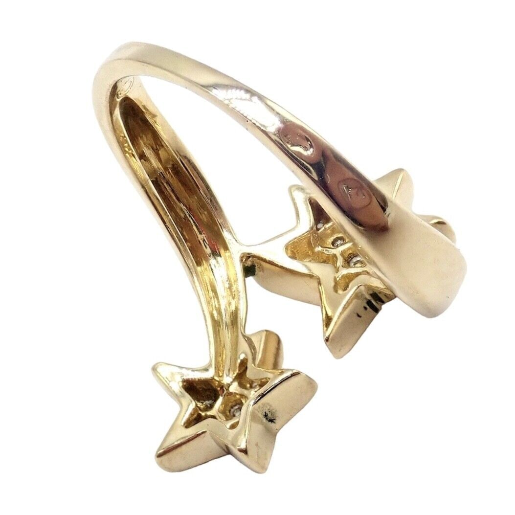 Chanel Comete 18k Yellow Gold Diamond Cocktail Stars Ring sz 6.5 - 9