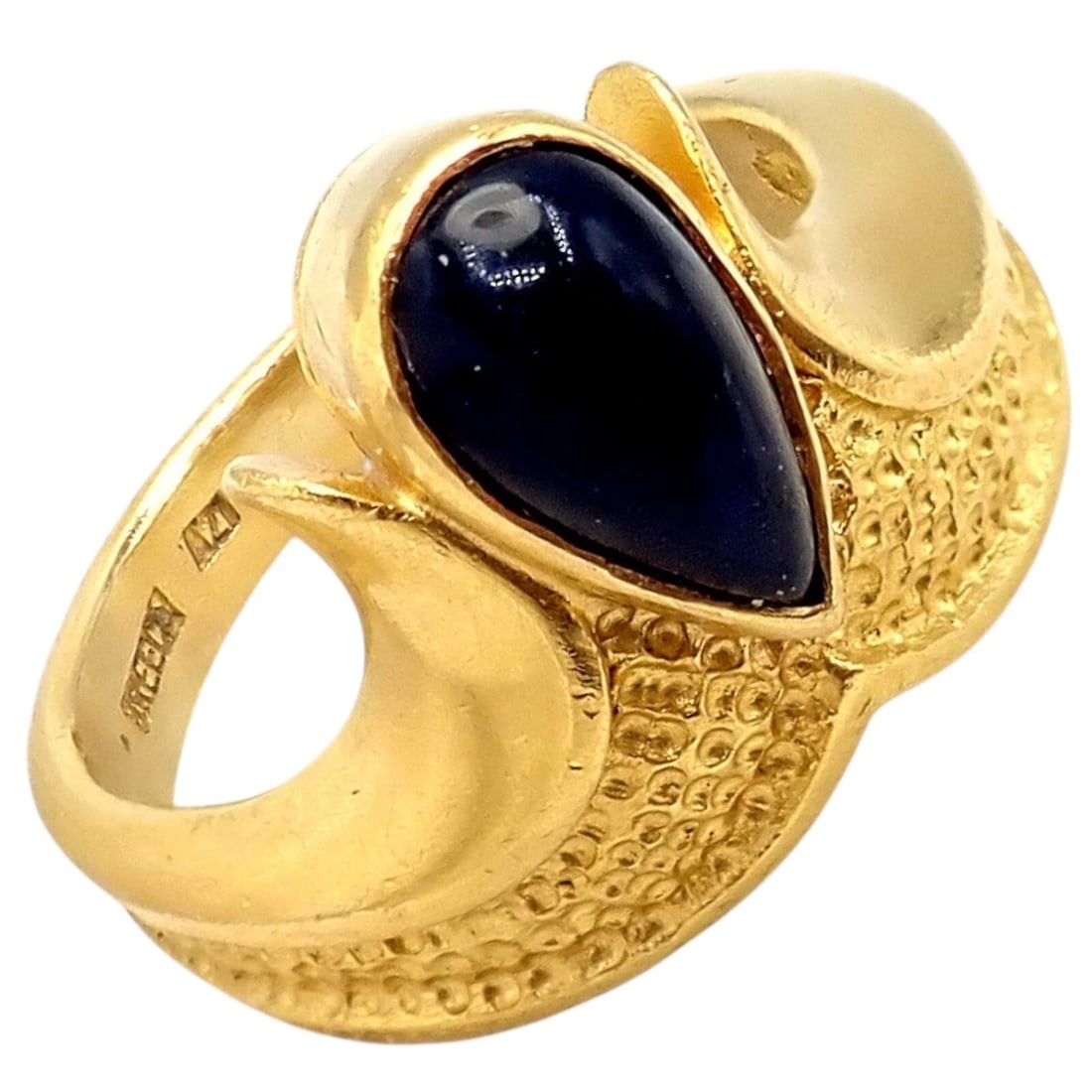 Authentic! Ilias Lalaounis Greece 18k Yellow Gold Onyx Ring - 11