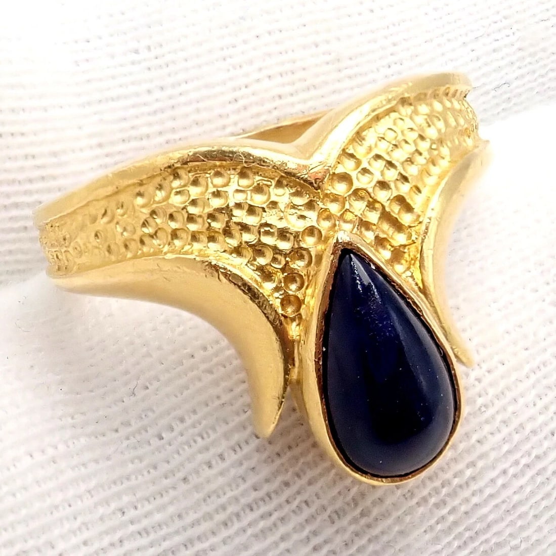 Authentic! Ilias Lalaounis Greece 18k Yellow Gold Onyx Ring - 7