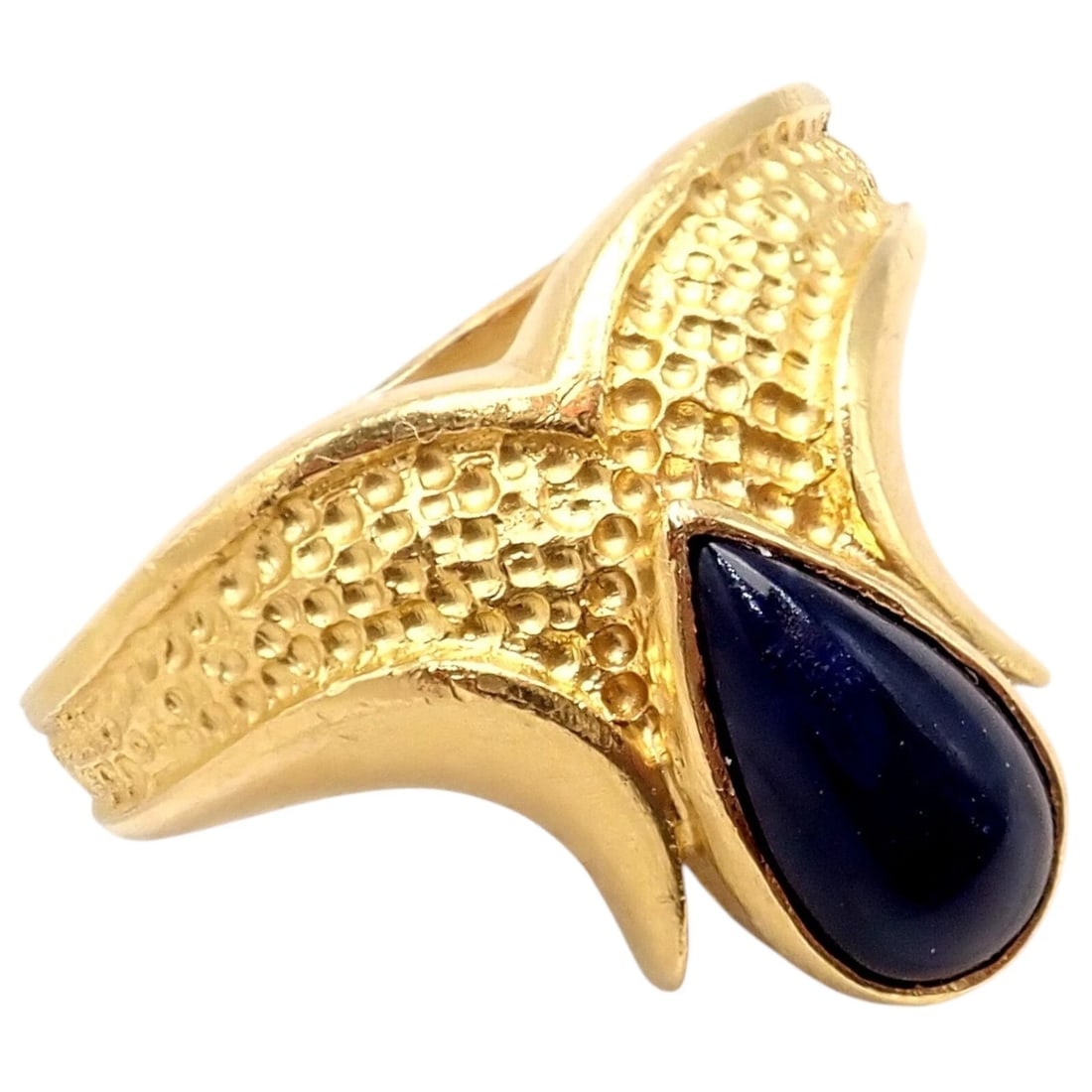 Authentic! Ilias Lalaounis Greece 18k Yellow Gold Onyx Ring - 8