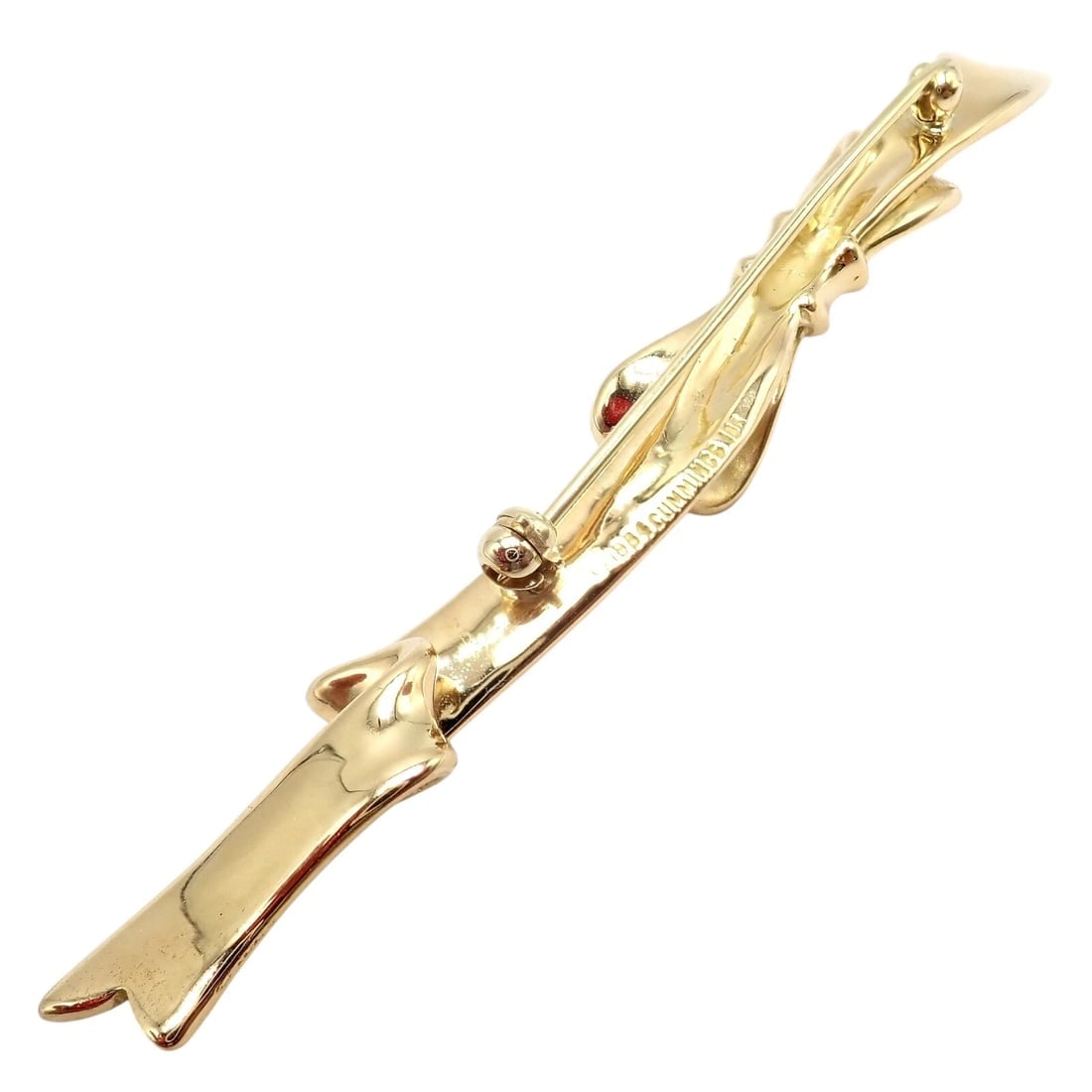 Authentic! Angela Cummings 18k Yellow Gold Long Ribbon Bow Pin Brooch 1984 - 4