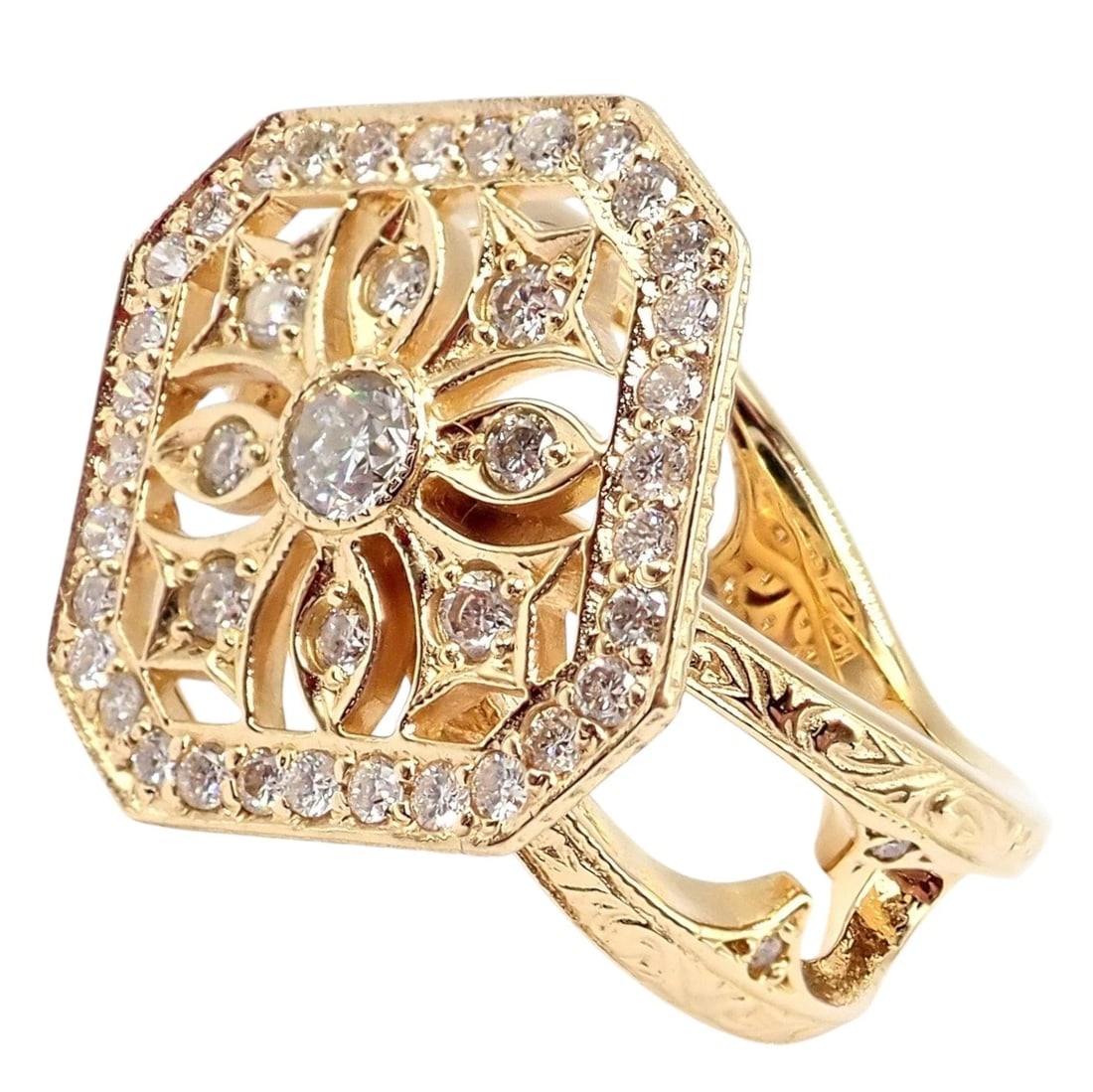 Authentic Loree Rodkin 18k Yellow Gold Diamond Gothic Cross Ring - 3
