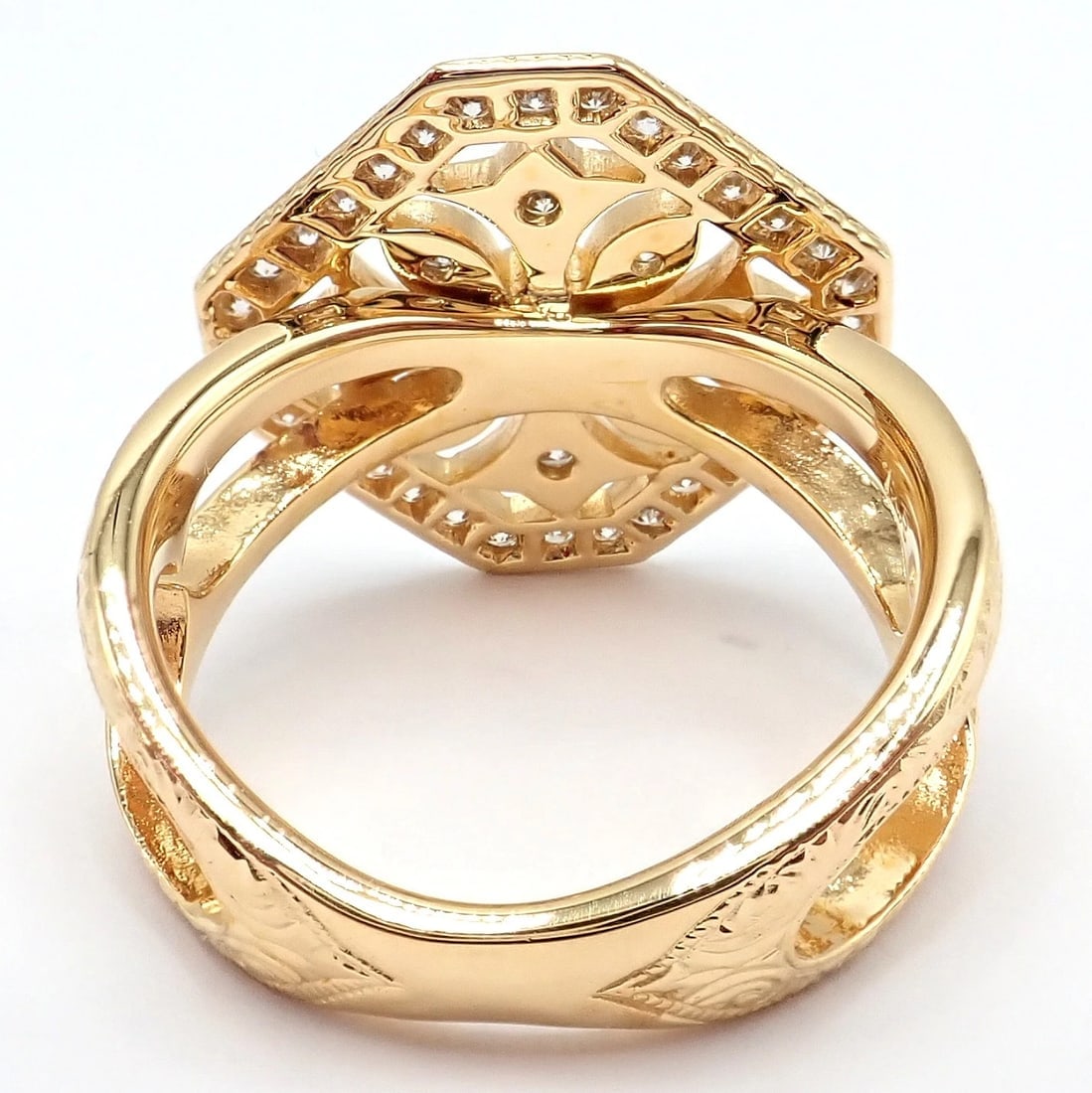 Authentic Loree Rodkin 18k Yellow Gold Diamond Gothic Cross Ring - 6