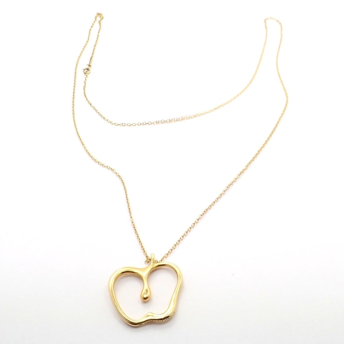 Authentic! Tiffany & Co Peretti 18k Yellow Gold Large Apple Pendant Necklace - 10