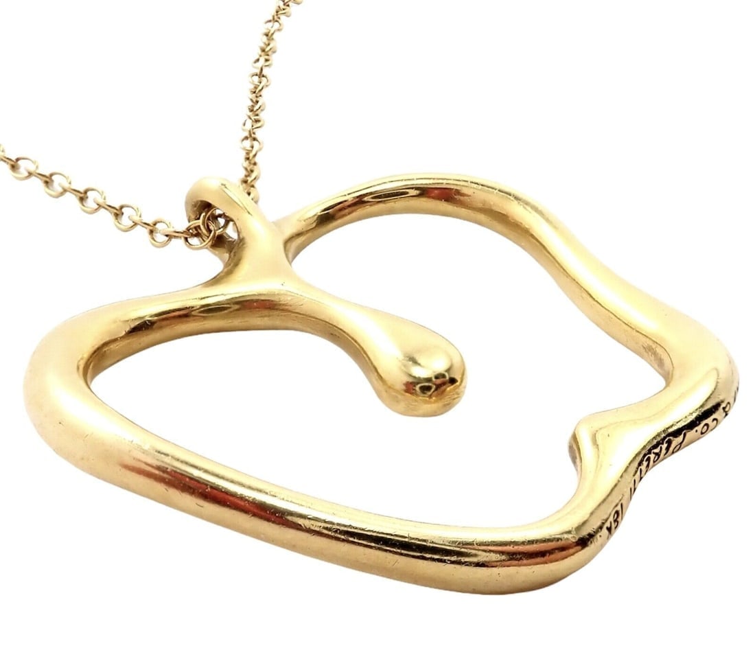 Authentic! Tiffany & Co Peretti 18k Yellow Gold Large Apple Pendant Necklace - 7