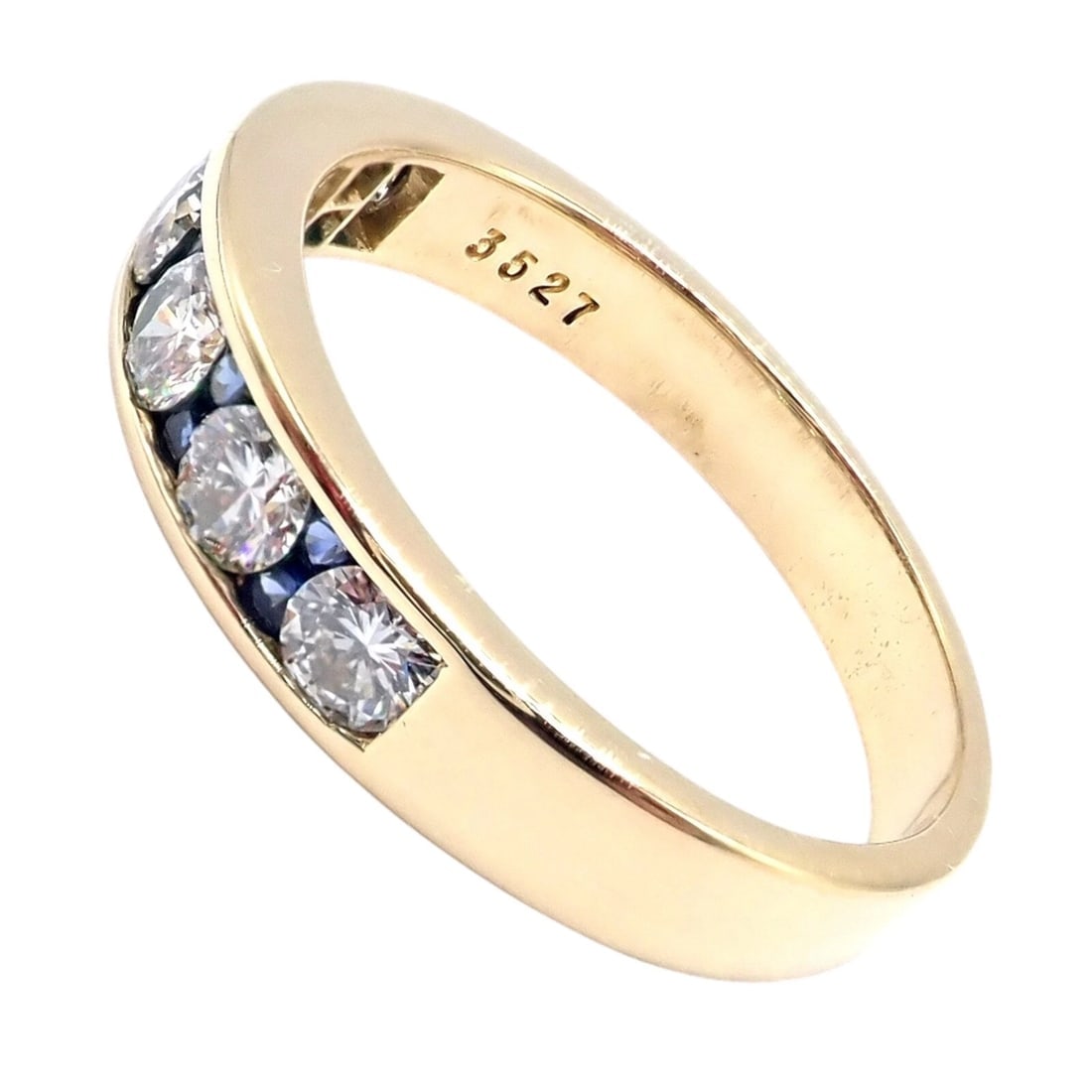 Authentic! Tiffany & Co 18k Yellow Gold 1.20ctw Diamond Sapphire Band Ring sz 5 - 10