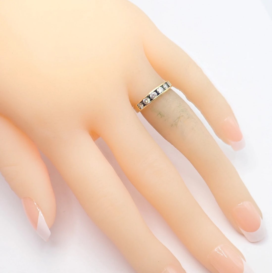 Authentic! Tiffany & Co 18k Yellow Gold 1.20ctw Diamond Sapphire Band Ring sz 5 - 4