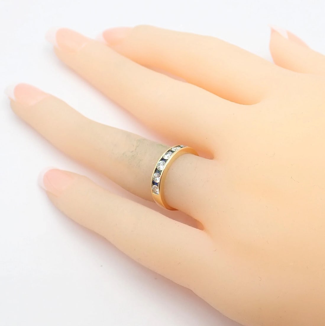 Authentic! Tiffany & Co 18k Yellow Gold 1.20ctw Diamond Sapphire Band Ring sz 5 - 8